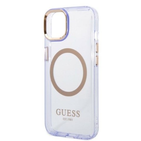 Guess nakładka do iPhone 14 6,1" GUHMP14SHTCMU purpurowa hardcase Gold Outline Translucent MagSafe Guess nakładka do iPhone 14 6,1" GUHMP14SHTCMU purpurowa hardcase Gold Outline Translucent MagSafe