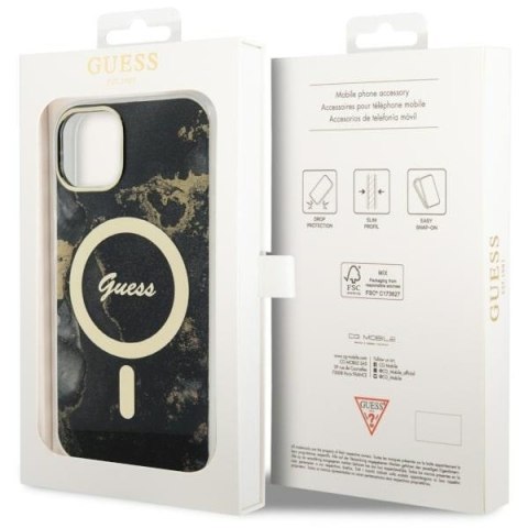 Guess nakładka do iPhone 14 6,1" GUHMP14SHTMRSK czarna hardcase Magsafe IML Golden Marble Guess nakładka do iPhone 14 6,1" GUHMP14SHTMRSK czarna hardcase Magsafe IML Golden Marble