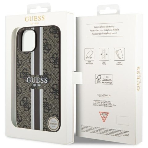 Guess nakładka do iPhone 14 6,1" GUHMP14SP4RPSW brązowa harcase Magsafe 4G Printed Stripes Guess nakładka do iPhone 14 6,1" GUHMP14SP4RPSW brązowa harcase Magsafe 4G Printed Stripes