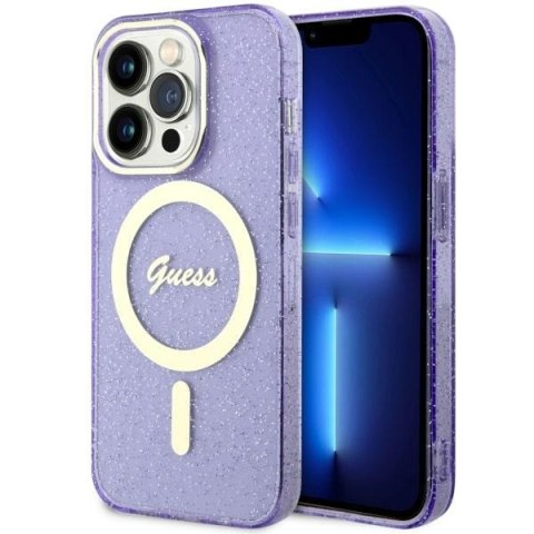 Guess nakładka do iPhone 14 Pro 6,1" GUHMP14LHCMCGU fioletowa hardcase Magsafe IML Glitter Gold Guess nakładka do iPhone 14 Pro 6,1" GUHMP14LHCMCGU fioletowa hardcase Magsafe IML Glitter Gold
