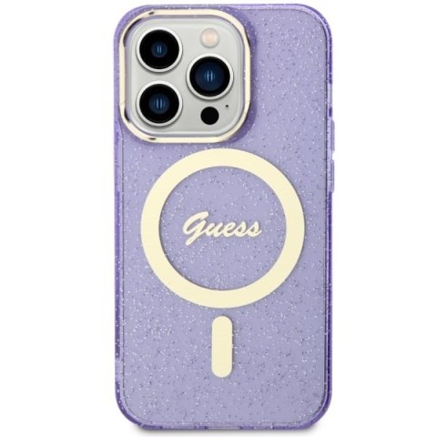 Guess nakładka do iPhone 14 Pro 6,1" GUHMP14LHCMCGU fioletowa hardcase Magsafe IML Glitter Gold Guess nakładka do iPhone 14 Pro 6,1" GUHMP14LHCMCGU fioletowa hardcase Magsafe IML Glitter Gold