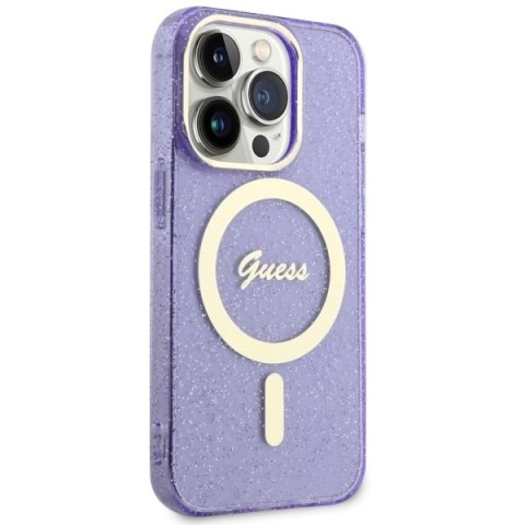 Guess nakładka do iPhone 14 Pro 6,1" GUHMP14LHCMCGU fioletowa hardcase Magsafe IML Glitter Gold Guess nakładka do iPhone 14 Pro 6,1" GUHMP14LHCMCGU fioletowa hardcase Magsafe IML Glitter Gold