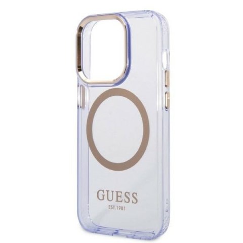 Guess nakładka do iPhone 14 Pro 6,1" GUHMP14LHTCMU fioletowa HC Magsafe Gold Outline Translucent Guess nakładka do iPhone 14 Pro 6,1" GUHMP14LHTCMU fioletowa HC Magsafe Gold Outline Translucent
