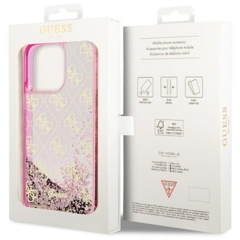 Guess nakładka do iPhone 14 Pro Max 6,7" GUHCP14XLC4PSGP różowa hardcase Liquid Glitter 4G Translucent Guess nakładka do iPhone 14 Pro Max 6,7" GUHCP14XLC4PSGP różowa hardcase Liquid Glitter 4G Translucent