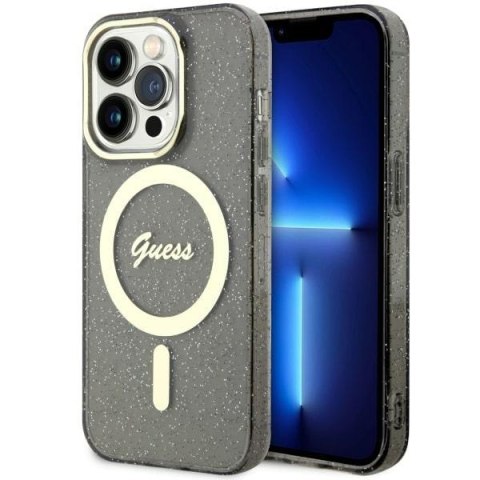 Guess nakładka do iPhone 14 Pro Max 6,7" GUHMP14XHCMCGK czarna hardcase Magsafe IML Glitter Gold Guess nakładka do iPhone 14 Pro Max 6,7" GUHMP14XHCMCGK czarna hardcase Magsafe IML Glitter Gold