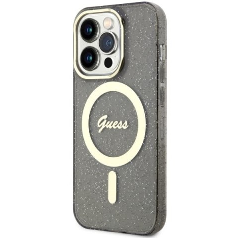 Guess nakładka do iPhone 14 Pro Max 6,7" GUHMP14XHCMCGK czarna hardcase Magsafe IML Glitter Gold Guess nakładka do iPhone 14 Pro Max 6,7" GUHMP14XHCMCGK czarna hardcase Magsafe IML Glitter Gold