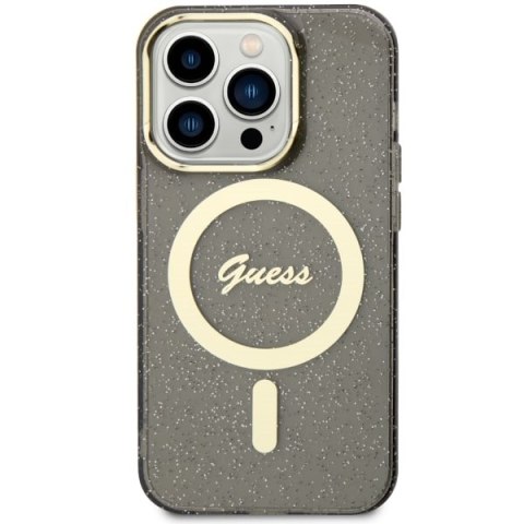 Guess nakładka do iPhone 14 Pro Max 6,7" GUHMP14XHCMCGK czarna hardcase Magsafe IML Glitter Gold Guess nakładka do iPhone 14 Pro Max 6,7" GUHMP14XHCMCGK czarna hardcase Magsafe IML Glitter Gold
