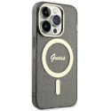 Guess nakładka do iPhone 14 Pro Max 6,7" GUHMP14XHCMCGK czarna hardcase Magsafe IML Glitter Gold
