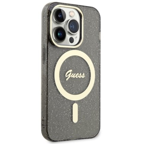 Guess nakładka do iPhone 14 Pro Max 6,7" GUHMP14XHCMCGK czarna hardcase Magsafe IML Glitter Gold Guess nakładka do iPhone 14 Pro Max 6,7" GUHMP14XHCMCGK czarna hardcase Magsafe IML Glitter Gold