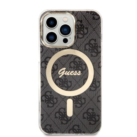 Guess zestaw nakładka + ładowarka do iPhone 13 Pro 6,1" GUBPP13LH4EACSK czarna hard case 4G Print MagSafe Guess zestaw nakładka + ładowarka do iPhone 13 Pro 6,1" GUBPP13LH4EACSK czarna hard case 4G Print MagSafe