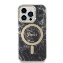 Guess zestaw nakładka + ładowarka do iPhone 14 Pro Max 6,7" GUBPP14XHMEACSK czarna hard case Marble MagSafe