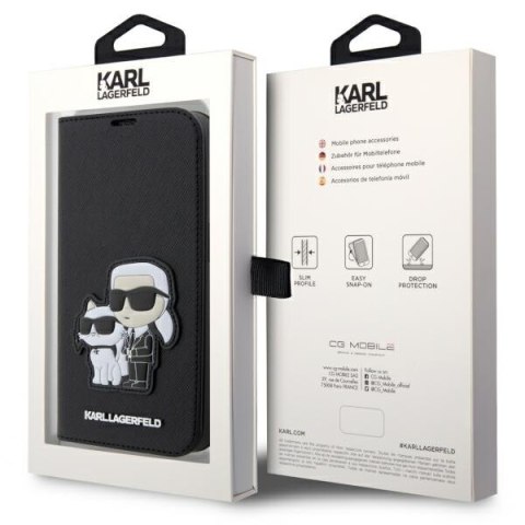 Karl Lagerfeld etui do iPhone 14 Pro Max 6,7" KLBKP14XSANKCPK czarne Saffiano Karl & Choupette Karl Lagerfeld etui do iPhone 14 Pro Max 6,7" KLBKP14XSANKCPK czarne Saffiano Karl & Choupette