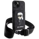 Karl Lagerfeld nakładka do iPhone 14 6,1" KLHCP14SCSAKHPKK czarna hardcase Crossbody Saffiano Mono Ikonik NFT