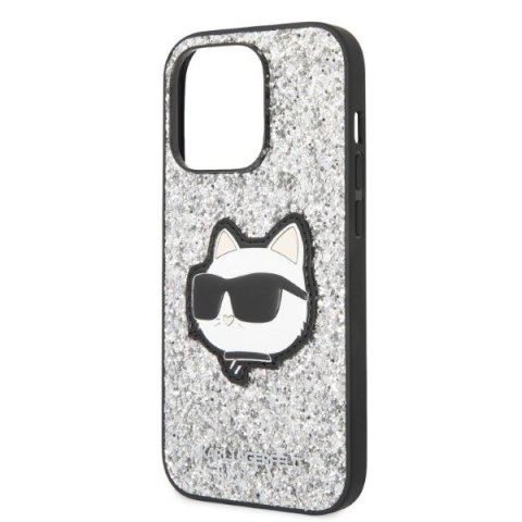 Karl Lagerfeld nakładka do iPhone 14 Pro Max 6,7" KLHCP14XG2CPS srebrna hardcase Glitter Choupette Patch Karl Lagerfeld nakładka do iPhone 14 Pro Max 6,7" KLHCP14XG2CPS srebrna hardcase Glitter Choupette Patch