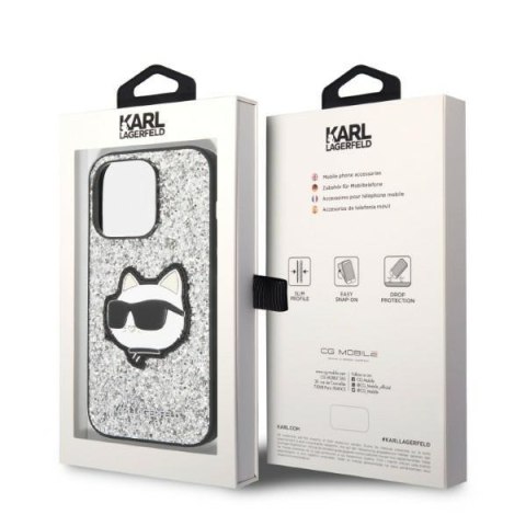 Karl Lagerfeld nakładka do iPhone 14 Pro Max 6,7" KLHCP14XG2CPS srebrna hardcase Glitter Choupette Patch Karl Lagerfeld nakładka do iPhone 14 Pro Max 6,7" KLHCP14XG2CPS srebrna hardcase Glitter Choupette Patch