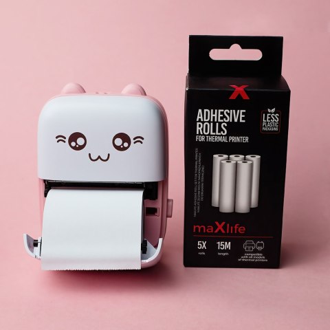 Maxlife drukarka termiczna Bluetooth MXTP-100 różowa Maxlife drukarka termiczna Bluetooth MXTP-100 różowa
