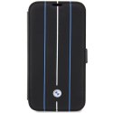 BMW nakładka do iPhone 14 Pro Max 6,7" BMBKP14X22RVSK czarna Sign BT Leather Hot Stamp Blue Lines