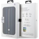 BMW nakładka do iPhone 14 Pro Max 6,7" BMBKP14X22RVSK czarna Sign BT Leather Hot Stamp Blue Lines