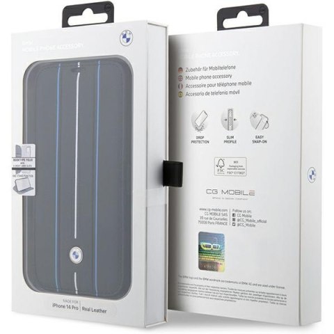 BMW nakładka do iPhone 14 Pro Max 6,7" BMBKP14X22RVSK czarna Sign BT Leather Hot Stamp Blue Lines BMW nakładka do iPhone 14 Pro Max 6,7" BMBKP14X22RVSK czarna Sign BT Leather Hot Stamp Blue Lines