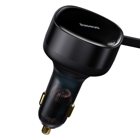 Baseus ładowarka samochodowa Enjoyment Retractable 2w1 30W czarna z kablem 2x USB-C Baseus ładowarka samochodowa Enjoyment Retractable 2w1 30W czarna z kablem 2x USB-C