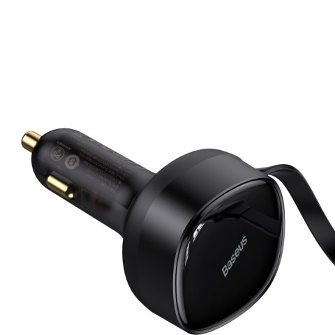 Baseus ładowarka samochodowa Enjoyment Retractable 2w1 30W czarna z kablem 2x USB-C Baseus ładowarka samochodowa Enjoyment Retractable 2w1 30W czarna z kablem 2x USB-C