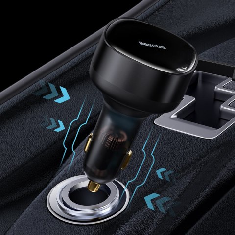 Baseus ładowarka samochodowa Enjoyment Retractable 2w1 30W czarna z kablem 2x USB-C Baseus ładowarka samochodowa Enjoyment Retractable 2w1 30W czarna z kablem 2x USB-C
