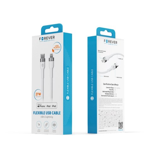 Forever kabel MFi Flexible USB-C - Lightning 1,0 m 27W biały Forever kabel MFi Flexible USB-C - Lightning 1,0 m 27W biały