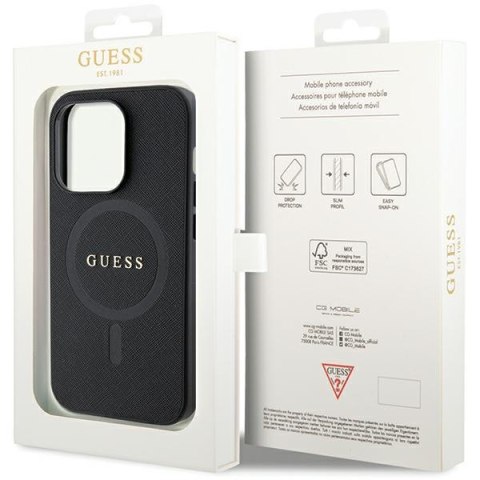 Guess nakładka do iPhone 14 Pro Max 6,7" GUHMP14XPSAHMCK czarna HC PU Saffiano Magsafe Guess nakładka do iPhone 14 Pro Max 6,7" GUHMP14XPSAHMCK czarna HC PU Saffiano Magsafe