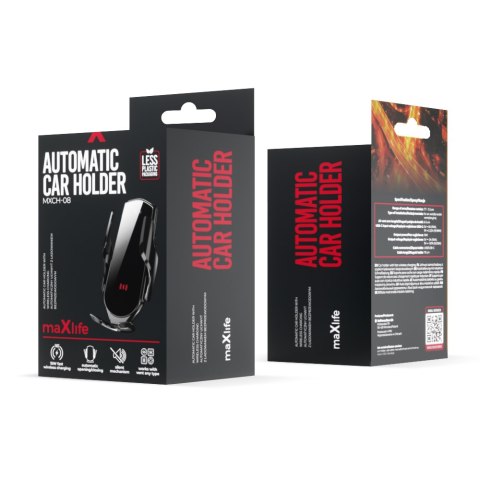 Maxlife uchwyt samochodowy do kratki MXCH-08 automatyczny z indukcją czarny 15W Maxlife uchwyt samochodowy do kratki MXCH-08 automatyczny z indukcją czarny 15W