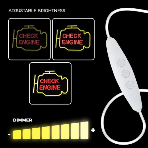 Neon PLEXI LED CHECK ENGINE żółto czerwony NNE21 Neolia Neon PLEXI LED CHECK ENGINE żółto czerwony NNE21 Neolia