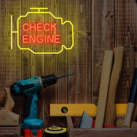 Neon PLEXI LED CHECK ENGINE żółto czerwony NNE21 Neolia Neon PLEXI LED CHECK ENGINE żółto czerwony NNE21 Neolia