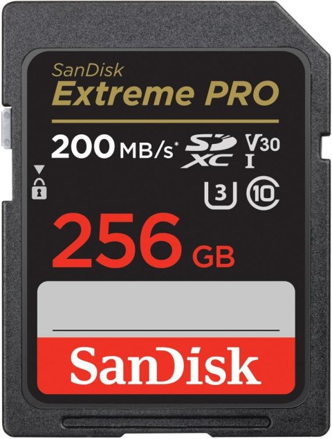 SanDisk karta pamięci 256GB SDXC Extreme Pro 200 / 140 MB/s C10 V30 UHS-I U3 SanDisk karta pamięci 256GB SDXC Extreme Pro 200 / 140 MB/s C10 V30 UHS-I U3