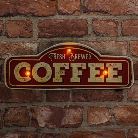 Znak Metalowy RETRO LED Fresh Brewed Coffee Forever Light Znak Metalowy RETRO LED Fresh Brewed Coffee Forever Light