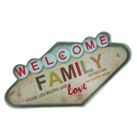 Znak Metalowy RETRO LED Welcome Family Forever Light Znak Metalowy RETRO LED Welcome Family Forever Light