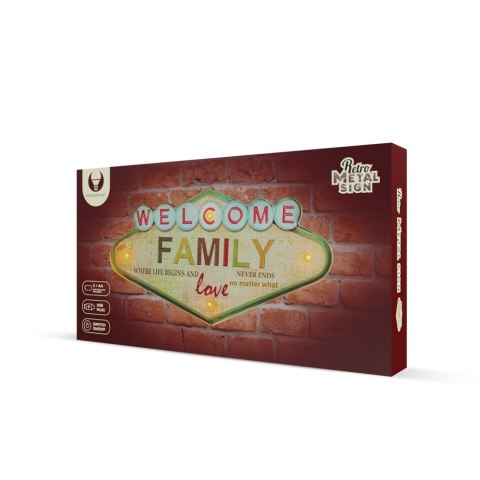 Znak Metalowy RETRO LED Welcome Family Forever Light Znak Metalowy RETRO LED Welcome Family Forever Light