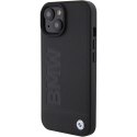 BMW nakładka do iPhone 15 Plus 6,7" BMHMP15MSLLBK czarna HC Magsafe Leather Hot Stamp