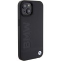 BMW nakładka do iPhone 15 Plus 6,7" BMHMP15MSLLBK czarna HC Magsafe Leather Hot Stamp