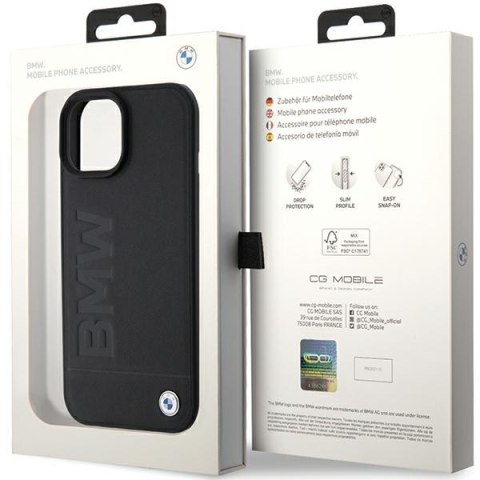 BMW nakładka do iPhone 15 Plus 6,7" BMHMP15MSLLBK czarna HC Magsafe Leather Hot Stamp BMW nakładka do iPhone 15 Plus 6,7" BMHMP15MSLLBK czarna HC Magsafe Leather Hot Stamp