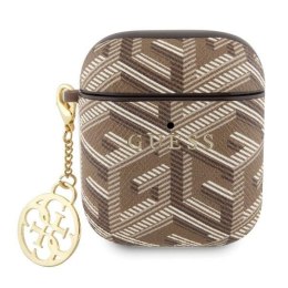 Guess etui do AirPods 1 / 2 GUA2PGCE4CW brązowe Gcube Classic Gold Logo W/Charm