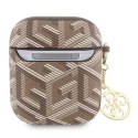 Guess etui do AirPods 1 / 2 GUA2PGCE4CW brązowe Gcube Classic Gold Logo W/Charm