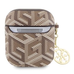 Guess etui do AirPods 1 / 2 GUA2PGCE4CW brązowe Gcube Classic Gold Logo W/Charm