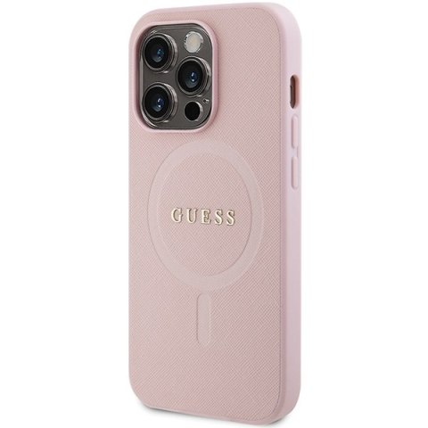 Guess nakładka do iPhone 14 Pro 6,1" GUHMP14LPSAHMCP różowa Saffiano Magsafe Guess nakładka do iPhone 14 Pro 6,1" GUHMP14LPSAHMCP różowa Saffiano Magsafe