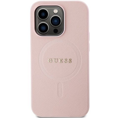 Guess nakładka do iPhone 14 Pro 6,1" GUHMP14LPSAHMCP różowa Saffiano Magsafe Guess nakładka do iPhone 14 Pro 6,1" GUHMP14LPSAHMCP różowa Saffiano Magsafe