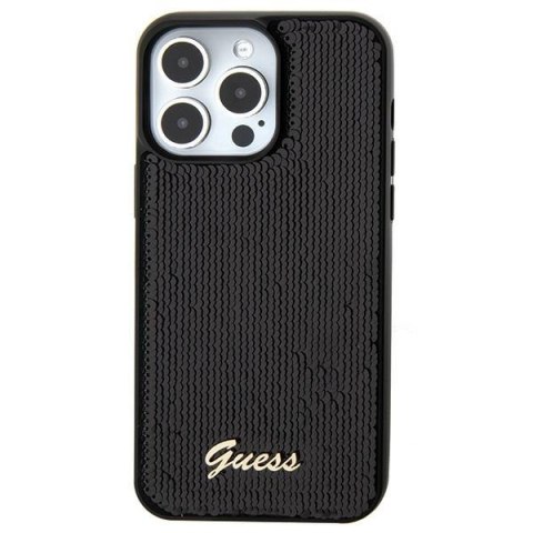 Guess nakładka do iPhone 15 6,1" GUHCP15SPSFDGSK czarna HC Sequin Script Metal Guess nakładka do iPhone 15 6,1" GUHCP15SPSFDGSK czarna HC Sequin Script Metal