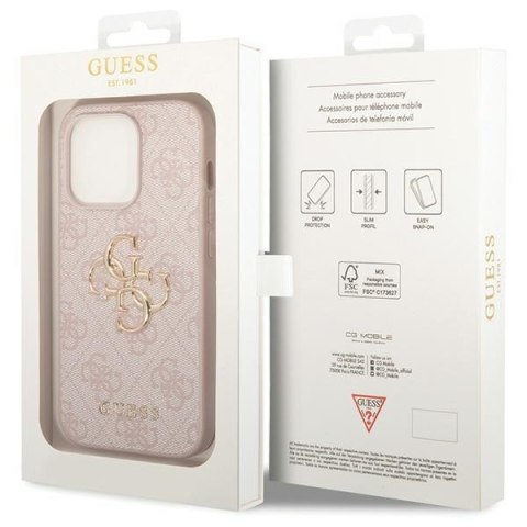 Guess nakładka do iPhone 15 Pro 6,1" GUHCP15L4GMGPI różowa HC PU Leather 4G Metal Logo Guess nakładka do iPhone 15 Pro 6,1" GUHCP15L4GMGPI różowa HC PU Leather 4G Metal Logo