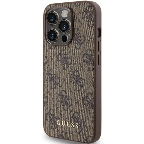 Guess nakładka do iPhone 15 Pro 6,1" GUHCP15LG4GFBR brązowa HC PU 4G Metal Logo Guess nakładka do iPhone 15 Pro 6,1" GUHCP15LG4GFBR brązowa HC PU 4G Metal Logo