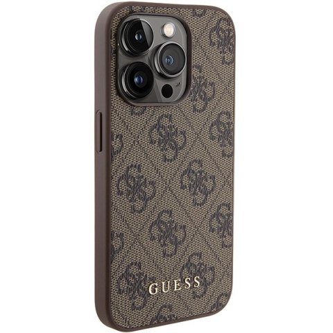 Guess nakładka do iPhone 15 Pro 6,1" GUHCP15LG4GFBR brązowa HC PU 4G Metal Logo Guess nakładka do iPhone 15 Pro 6,1" GUHCP15LG4GFBR brązowa HC PU 4G Metal Logo