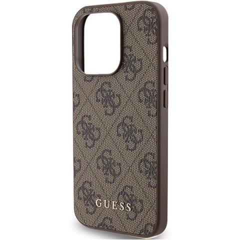 Guess nakładka do iPhone 15 Pro 6,1" GUHCP15LG4GFBR brązowa HC PU 4G Metal Logo Guess nakładka do iPhone 15 Pro 6,1" GUHCP15LG4GFBR brązowa HC PU 4G Metal Logo