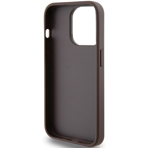 Guess nakładka do iPhone 15 Pro 6,1" GUHCP15LG4GFBR brązowa HC PU 4G Metal Logo Guess nakładka do iPhone 15 Pro 6,1" GUHCP15LG4GFBR brązowa HC PU 4G Metal Logo