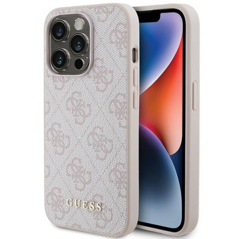 Guess nakładka do iPhone 15 Pro 6,1" GUHCP15LG4GFPI różowa HC PU 4G Metal Logo Guess nakładka do iPhone 15 Pro 6,1" GUHCP15LG4GFPI różowa HC PU 4G Metal Logo